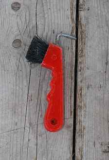 Horse hoof pick with hoof brush